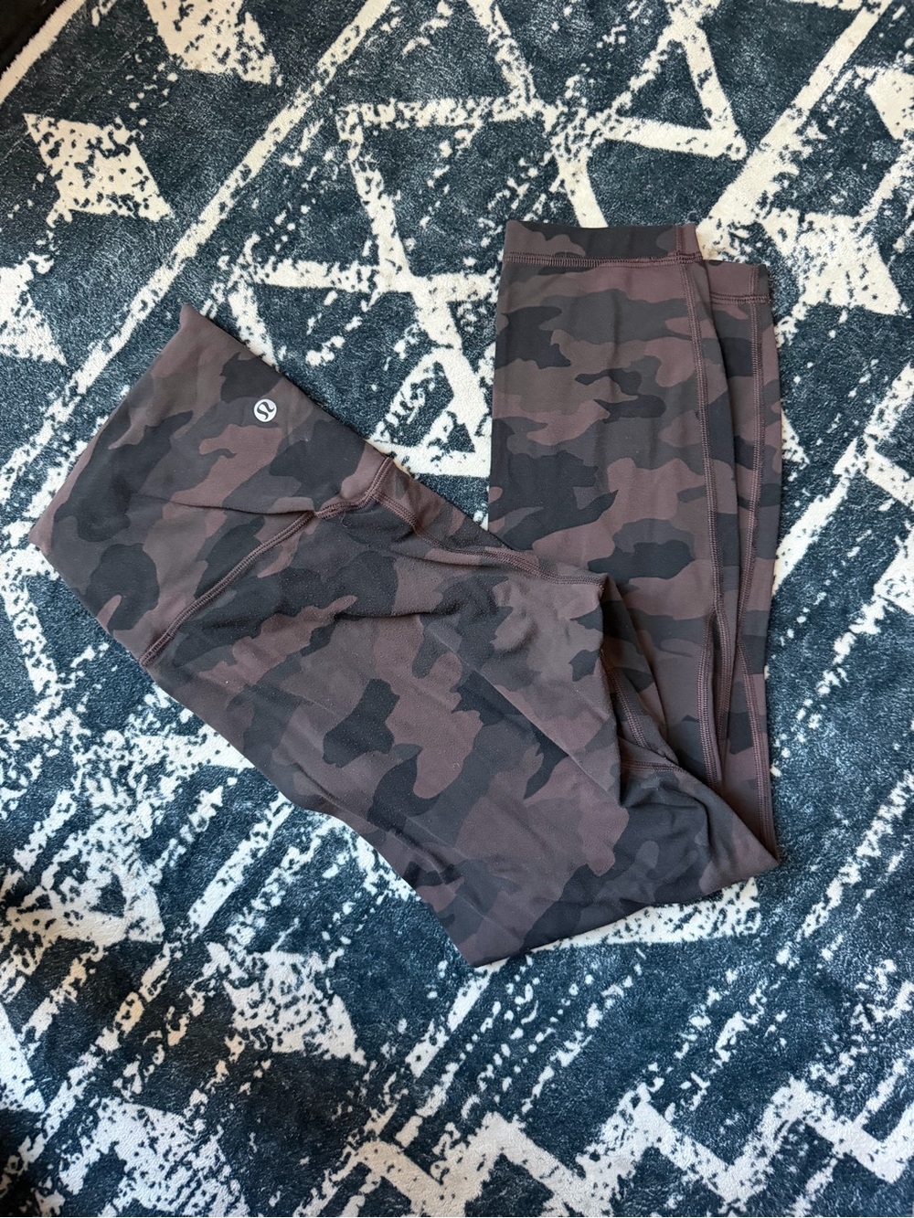 Lululemon Wunder Under High Rise 7/8 Leggings Brown Black Camo Size 6